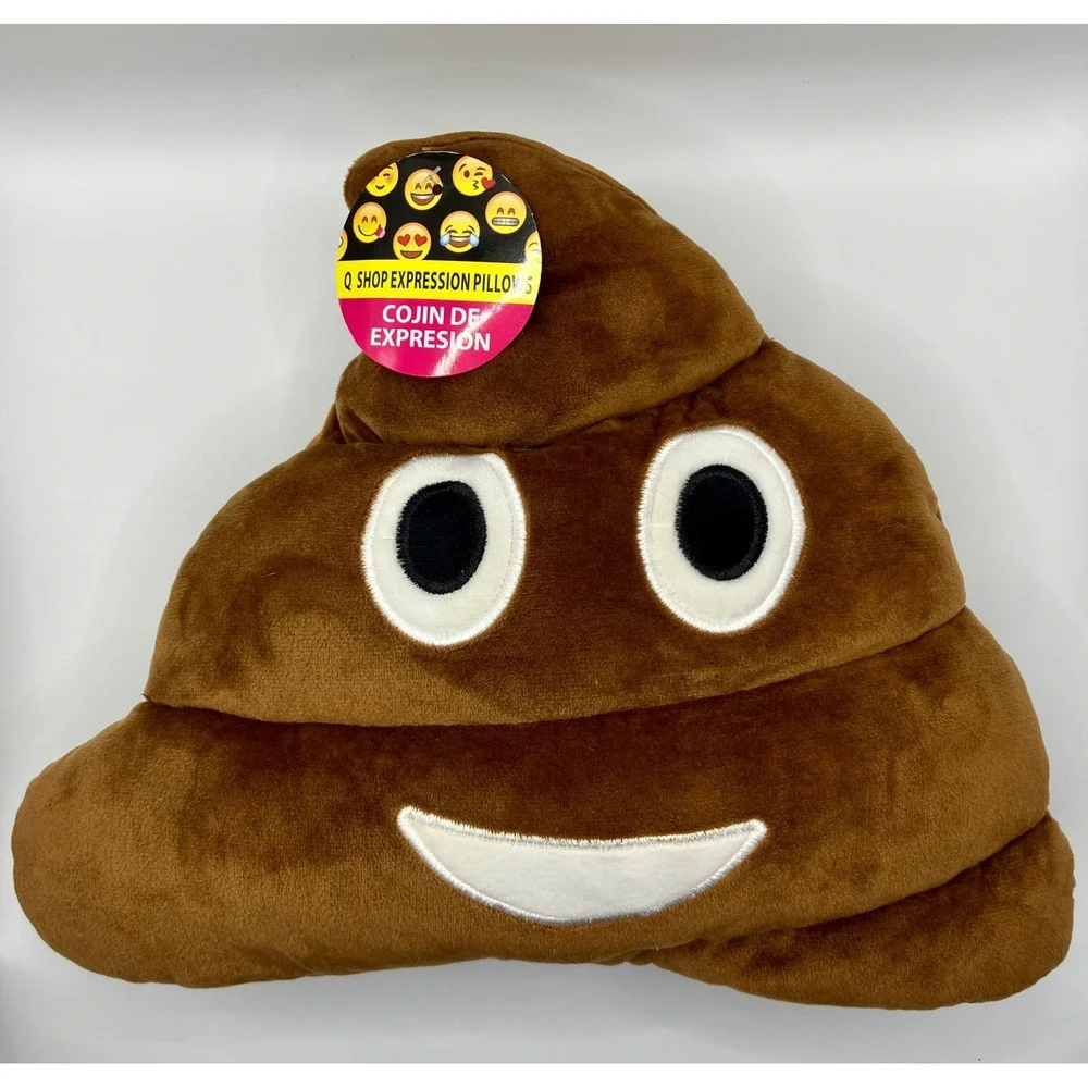 Poop Emoji Expression 10 inch Pillow Brown Plush Decorative Novelty Cushion NWT